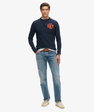 Maglietta Henley Vintage a maniche lunghe