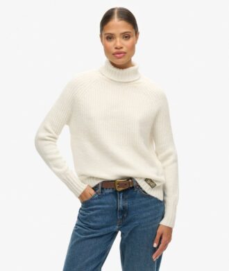 Maglione a collo alto in maglieria a coste