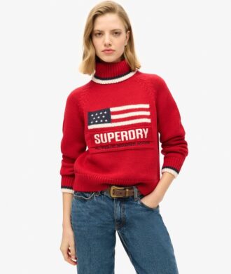 Maglione a collo alto in maglieria stile americano
