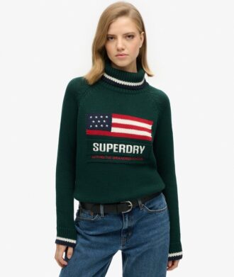 Maglione a collo alto in maglieria stile americano