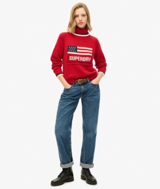 Maglione a collo alto in maglieria stile americano