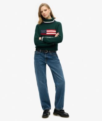 Maglione a collo alto in maglieria stile americano