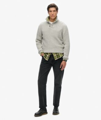 Maglione a coste con mezzo bottone