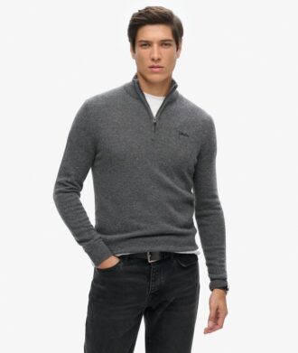 Maglione con mezza zip in maglieria ricamata Essential