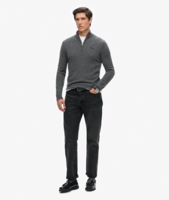 Maglione con mezza zip in maglieria ricamata Essential