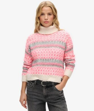 Maglione corto a collo alto in maglieria