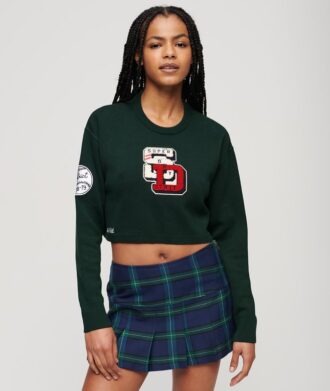 Maglione corto a girocollo stile college