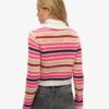 Maglione corto a righe con collo alto