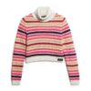 Maglione corto a righe con collo alto