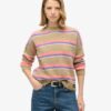 Maglione girocollo a righe multicolori