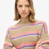 Maglione girocollo a righe multicolori