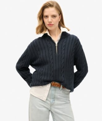 Maglione Henley da rugby lavorato a maglia