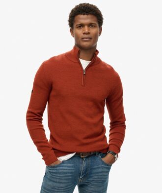 Maglione in lana merino con mezza zip