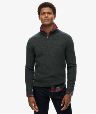 Maglione in lana merino con mezza zip