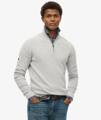 Maglione in lana merino con mezza zip