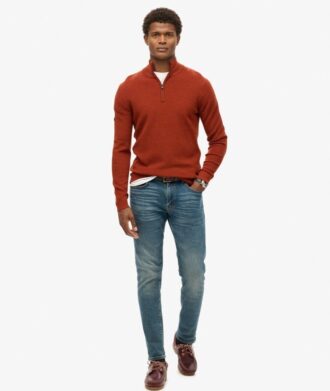 Maglione in lana merino con mezza zip