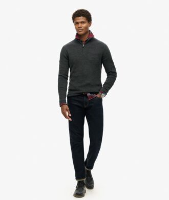 Maglione in lana merino con mezza zip