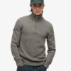Maglione in maglieria classica di cotone con mezza zip Maglione in maglieria classica di cotone con mezza zip