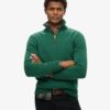 Maglione in maglieria classica di cotone con mezza zip Maglione in maglieria classica di cotone con mezza zip