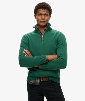 Maglione in maglieria classica di cotone con mezza zip