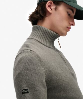 Maglione in maglieria classica di cotone con mezza zip