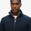 Maglione in maglieria classica di cotone con mezza zip