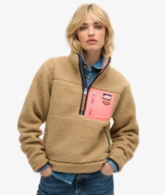 Maglione in pile Vintage retrò con mezza zip