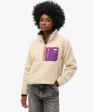 Maglione in pile Vintage retrò con mezza zip