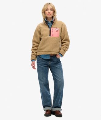 Maglione in pile Vintage retrò con mezza zip