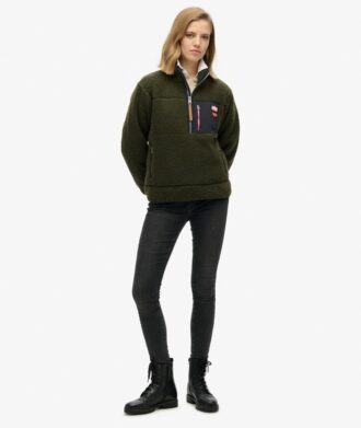 Maglione in pile Vintage retrò con mezza zip