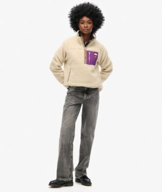 Maglione in pile Vintage retrò con mezza zip