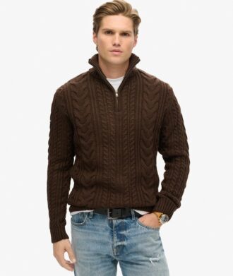 Maglione Vintage Jacob a trecce con mezza zip