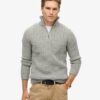 Maglione Vintage Jacob a trecce con mezza zip