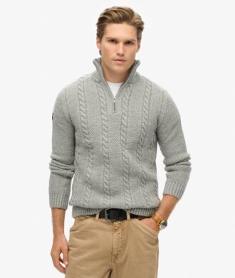Maglione Vintage Jacob a trecce con mezza zip