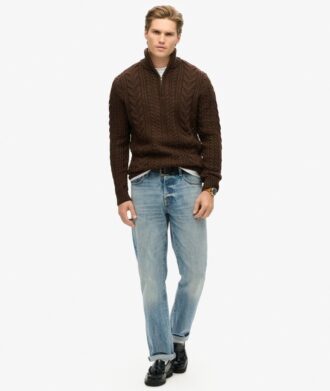 Maglione Vintage Jacob a trecce con mezza zip