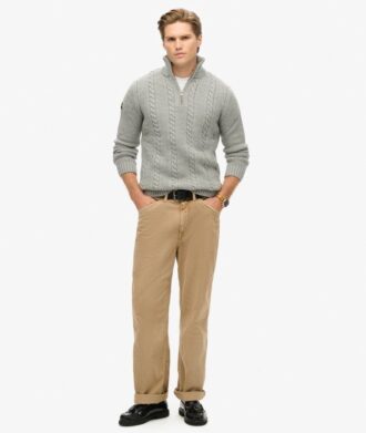 Maglione Vintage Jacob a trecce con mezza zip