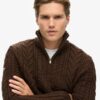 Maglione Vintage Jacob a trecce con mezza zip