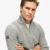 Maglione Vintage Jacob a trecce con mezza zip
