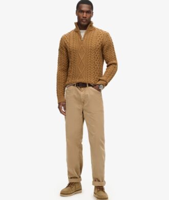 Maglione Vintage Jacob con lavorazione a trecce e mezza zip