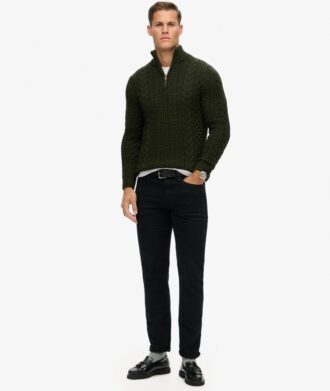Maglione Vintage Jacob con lavorazione a trecce e mezza zip