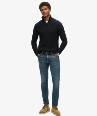 Maglione Vintage Jacob con lavorazione a trecce e mezza zip