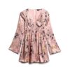 Miniabito in jacquard con maniche svasate Miniabito in jacquard con maniche svasate