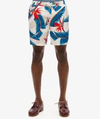 Pantaloncini da bagno da 17 pollici con stampa hawaiana riciclata