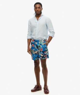 Pantaloncini da bagno da 17 pollici con stampa hawaiana riciclata
