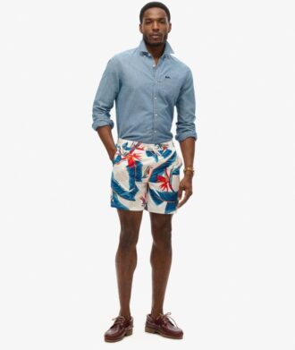 Pantaloncini da bagno da 17 pollici con stampa hawaiana riciclata