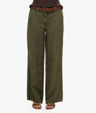 Pantaloni a vita bassa in lino