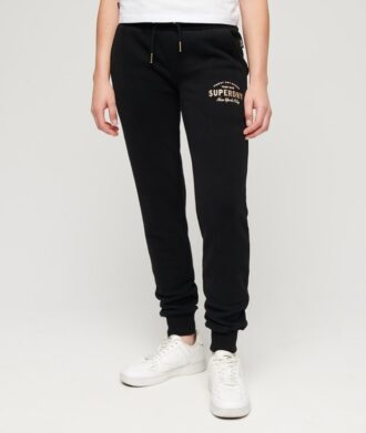 Pantaloni jogger slim con logo metallico di lusso