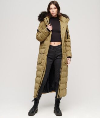 Parka lungo con cappuccio in pelliccia sintetica