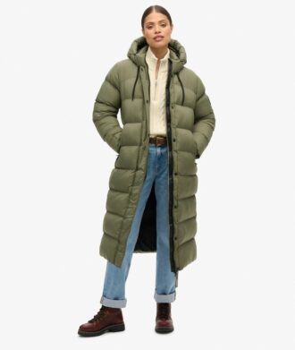 Puffer lungo in tessuto rip-stop