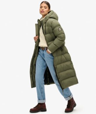 Puffer lungo in tessuto rip-stop